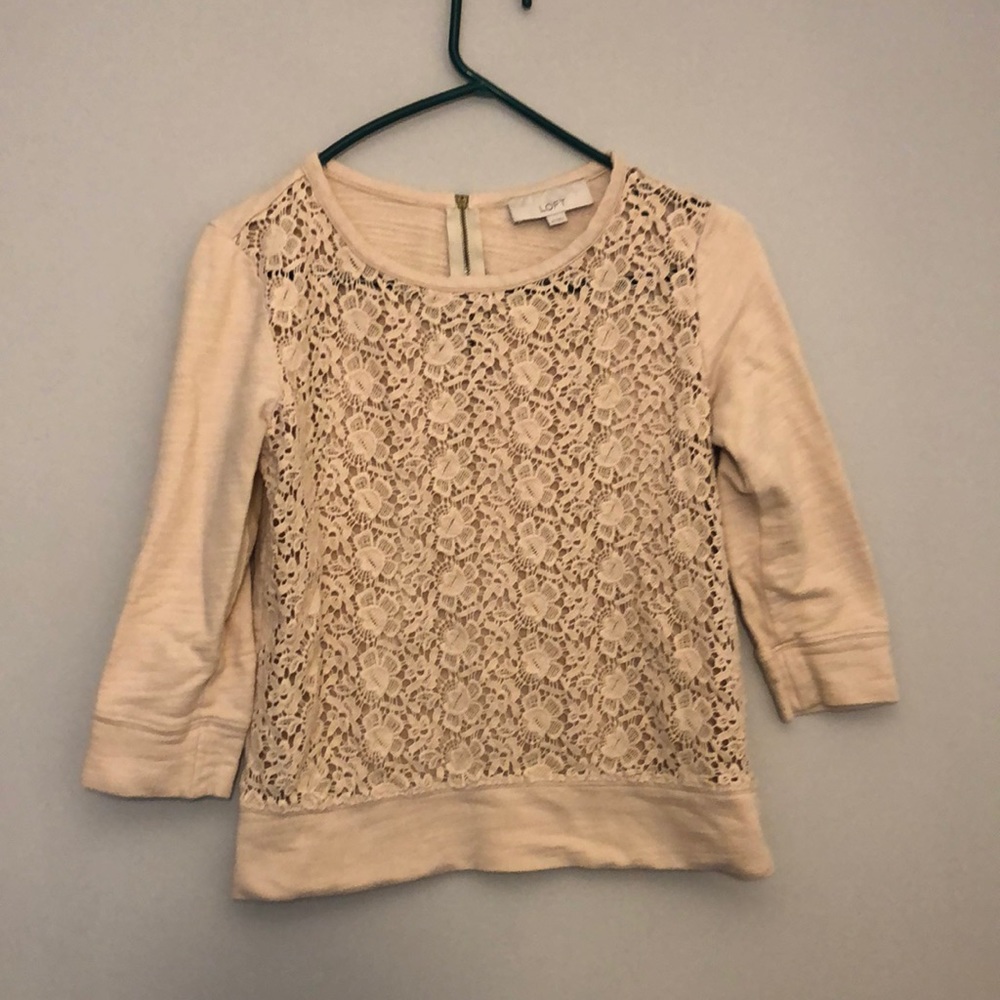 ANN TAYLOR LOFT Floral Knit Sweatshirt Top